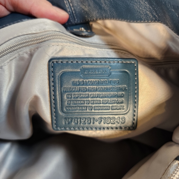 Coach Teal Leather Large Handbag - Picture 3 of 10